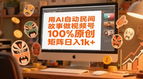 用AI自动民间故事做视频号，100%原创，矩阵日入1k+-仙女副业网