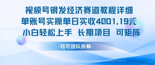 视频号银发经济赛道单账号实操单日实收1k+，小白轻松上手长期项目-仙女副业网