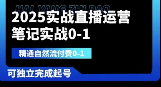 2025实战直播运营0-1，精通自然流付费0-1，可独立完成起号-仙女副业网