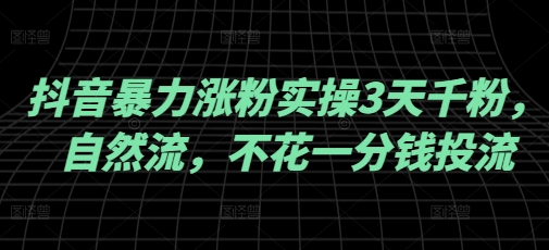 抖音暴力涨粉实操3天千粉，自然流，不花一分钱投流，实操经验分享-仙女副业网