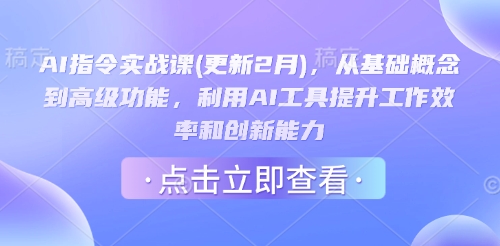 AI指令实战课(更新2月)，从基础概念到高级功能，利用AI工具提升工作效率和创新能力-仙女副业网