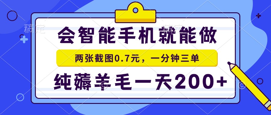 2025年零撸手机项目 二十秒一单 纯薅羊毛 一天200+做就有-仙女副业网