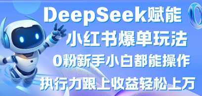 DeepSeek赋能小红书爆单玩法0粉新手小白都能操作，执行力跟上收益轻松上W，懒人勿做-仙女副业网