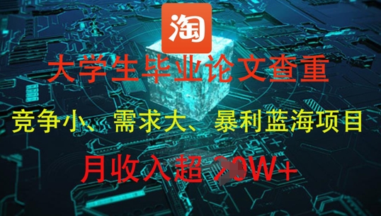大学生毕业论文查重，暴利蓝海项目，月收入过1W+-仙女副业网