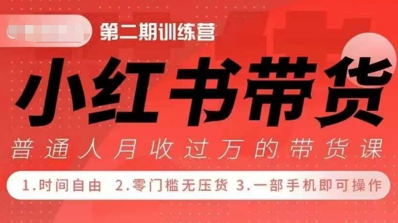 小Red书带货42天训练营 2.0版，宝妈+自由职+上班族+大学生，提高副业收入的大红利项目-仙女副业网