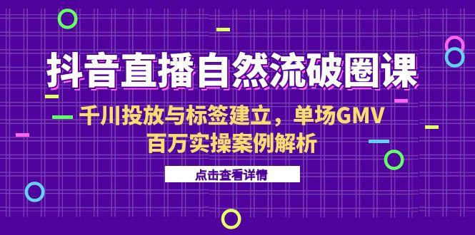 抖音直播自然流破圈课-6月，千川投放与标签建立，单场GMV百万实操案例解析-仙女副业网