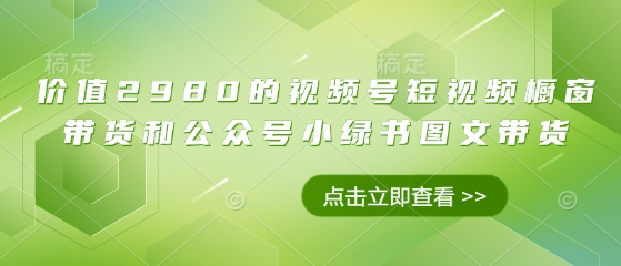 价值2980的视频号短视频橱窗带货和公众号小绿书图文带货-仙女副业网