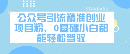 公众号引流精准创业项目粉，0基础小白都能轻松驾驭-仙女副业网