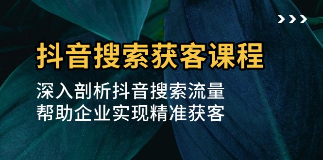 抖音搜索获客课程：深入剖析抖音搜索流量，帮助企业实现精准获客-仙女副业网