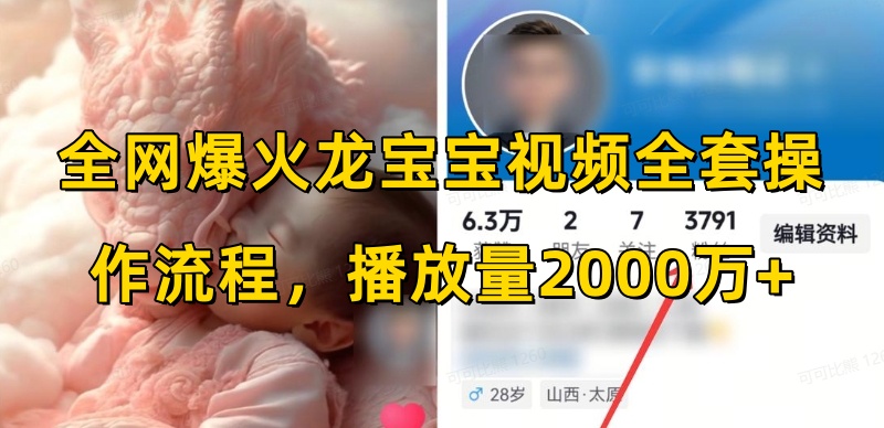 全网爆火龙宝宝视频全套操作流程，播放量2000万+-仙女副业网