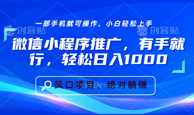 微信小程序推广，有手就行，轻松日入1000+-仙女副业网