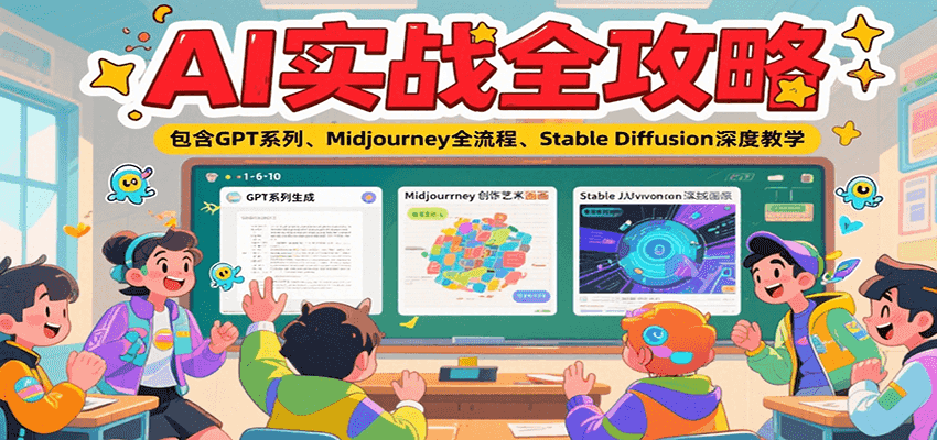 AI实战全攻略，包含GPT系列、Midjourney全流程、Stable Diffusion深度教学-仙女副业网