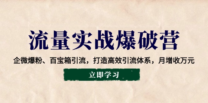 流量实战爆破营：企微爆粉、百宝箱引流，打造高效引流体系，月增收万元-仙女副业网