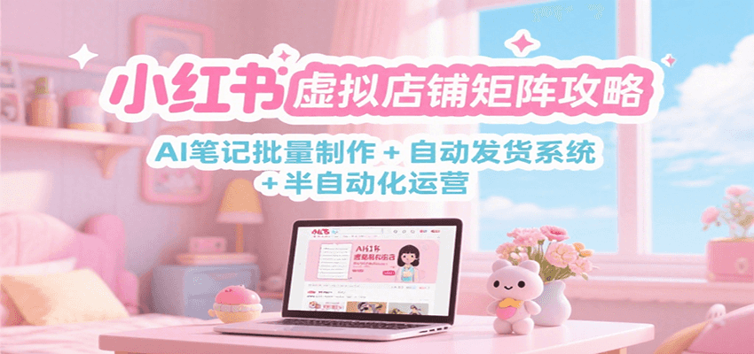 小红书虚拟店铺矩阵攻略：AI笔记批量制作 + 自动发货系统 + 半自动化运营-仙女副业网