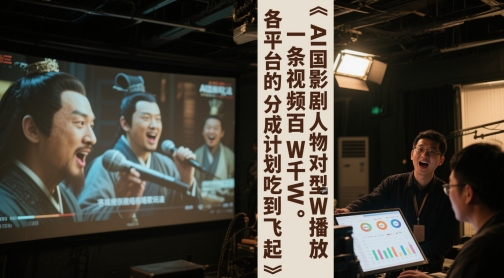 AI三国影视剧人物对口型唱歌玩法，一条视频百W千W播放，各平台的分成计划吃到飞起-仙女副业网