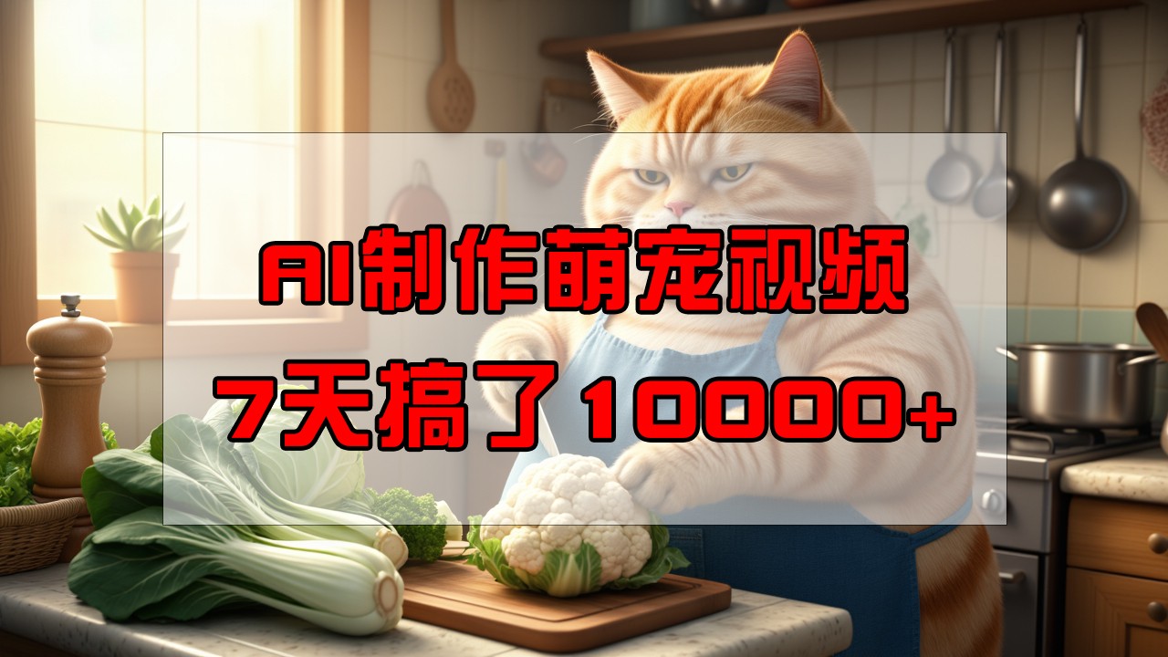 靠AI制作萌宠视频，7天搞了1万+，操作简单门槛低，有手机就行-仙女副业网