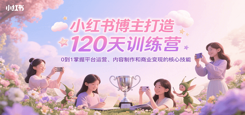 小红书博主打造120天训练营，0到1掌握平台运营、内容制作和商业变现-仙女副业网