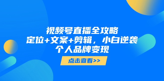 视频号直播全攻略，定位+文案+剪辑，小白逆袭个人品牌变现-仙女副业网