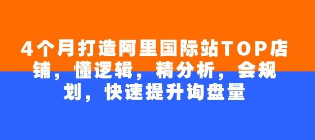 4个月打造阿里国际站TOP店铺，懂逻辑，精分析，会规划，快速提升询盘量-仙女副业网
