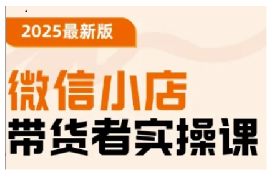 2025最新版微信小店带货者实操课，基础操作到高级运营技巧，快速上手-仙女副业网