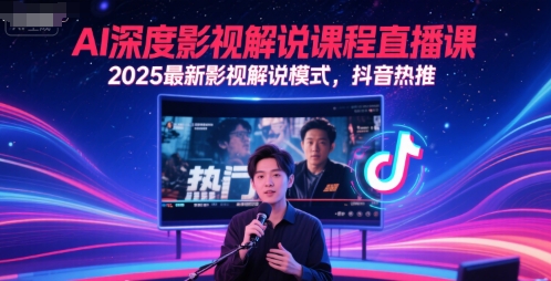 AI深度影视解说课程直播课，2025最新影视解说模式，抖音热推-仙女副业网