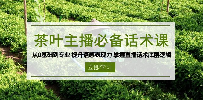 茶叶 主播必备话术课 从0基础到专业 提升语感表现力 掌握直播话术底层逻辑-仙女副业网