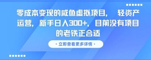 零成本变现的咸鱼虚拟项目， 轻资产运营，新手日入3张+，目前没有项目的老铁正合适-仙女副业网