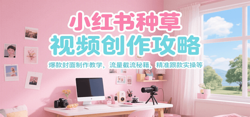 小红书种草视频创作攻略，爆款封面制作教学 ，流量截流秘籍 ，精准跟款实操等-仙女副业网