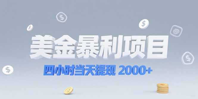 美金暴利项目，四小时当天提现 2000+机会留给会选赛道的人-仙女副业网