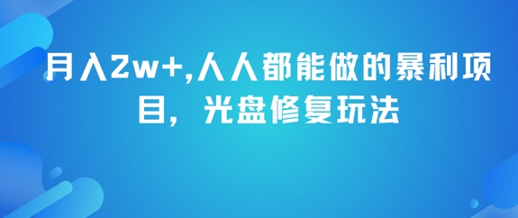 月入2w+，人人都能做的暴利项目，光盘修复玩法-仙女副业网