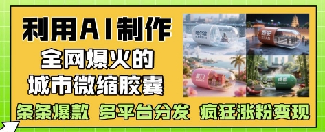 利用AI制作全网爆火的城市微缩胶囊，条条爆款， 多平台分发，疯狂涨粉变现-仙女副业网