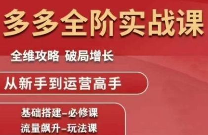 拼多多全阶实战课程，全维攻略，破局增长，从新手到运营高手-仙女副业网