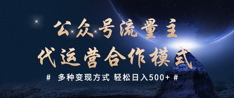 公众号流量主代运营  多种变现方式 轻松日入5张【揭秘】-仙女副业网