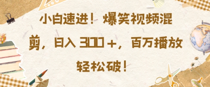 小白速进，爆笑视频混剪，日入3张，百万播放轻松破【揭秘】-仙女副业网