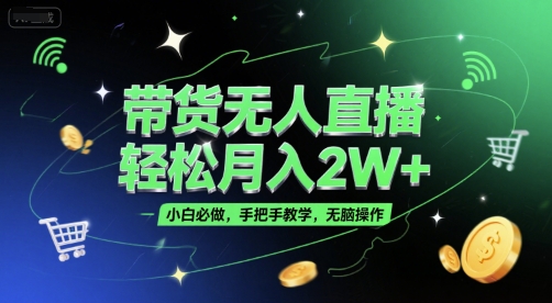 带货无人直播，轻松月入2W+，小白必做，手把手教学，无脑操作(附学习资料)-仙女副业网