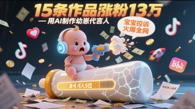 用AI制作幼崽代言人，宝宝的控诉火爆全网，15条作品涨粉13W，单号月入5位数实操教程-仙女副业网