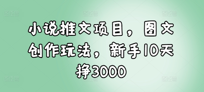 小说推文项目，图文创作玩法，新手10天挣3000-仙女副业网
