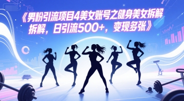 男粉引流项目4美女账号之健身美女拆解，日引流500+，变现多张-仙女副业网