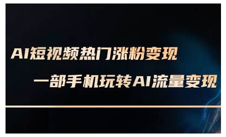 AI短视频热门涨粉变现课，AI数字人制作短视频超级变现实操课，一部手机玩转短视频变现-仙女副业网