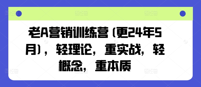 老A营销训练营(更25年3月)，轻理论，重实战，轻概念，重本质-仙女副业网