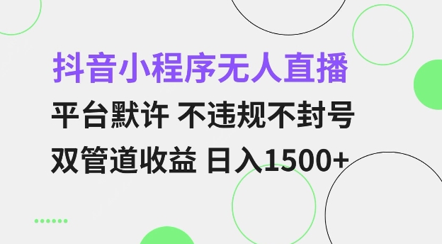 抖音小程序无人直播 平台默许 不违规不封号 双管道收益 日入多张 小白也能轻松操作【仅揭秘】-仙女副业网