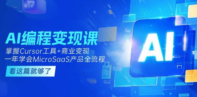 AI编程变现课：掌握Cursor工具+商业变现，一年学会MicroSaaS产品全流程-仙女副业网