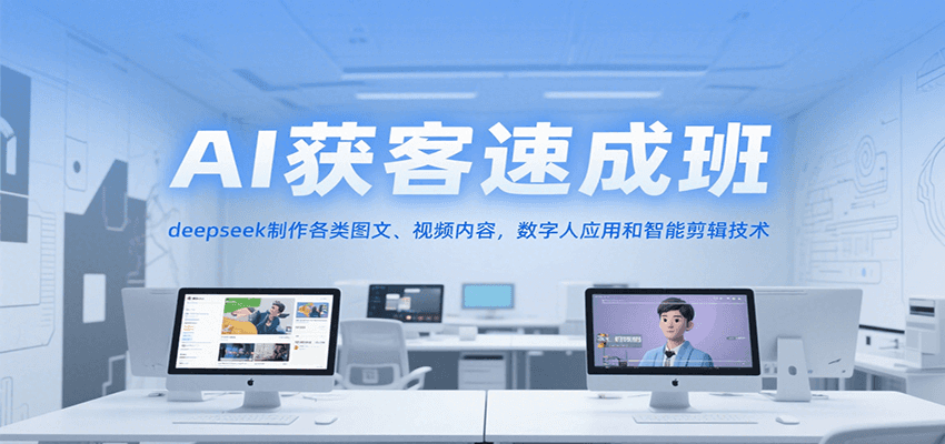 AI获客速成班，deepseek制作各类图文、视频内容，数字人应用和智能剪辑技术-仙女副业网