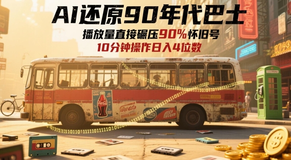 AI还原90年代巴士，一帧就让70后泪崩，播放量直接碾压90%怀旧号，每天操作十分钟，日入四位数-仙女副业网