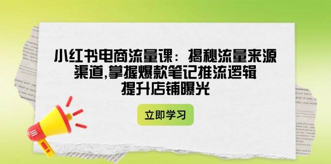 小红书电商流量课：揭秘流量来源渠道,掌握爆款笔记推流逻辑,提升店铺曝光-仙女副业网