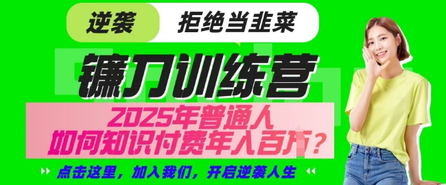 【网创项目终点站-镰刀训练营超级IP合伙人】25年普通人如何通过知识付费实现逆袭【揭秘】-仙女副业网