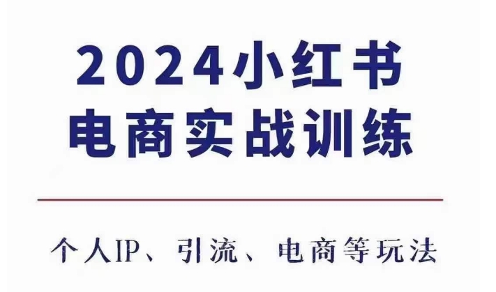2024小红书电商3.0实战训练，包含个人IP、引流、电商等玩法-仙女副业网
