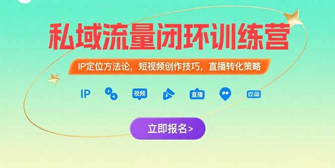私域流量闭环训练营：IP定位方法论，短视频创作技巧，直播转化策略-仙女副业网