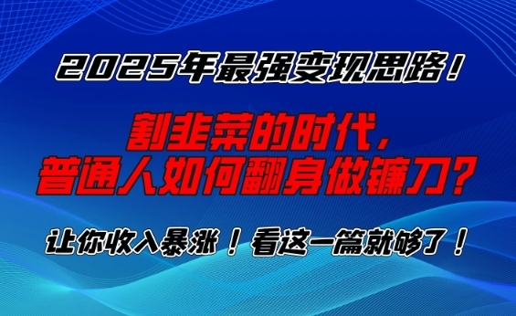 2025年最强变现思路，割韭菜的时代， 普通人如何翻身做镰刀？【揭秘】-仙女副业网