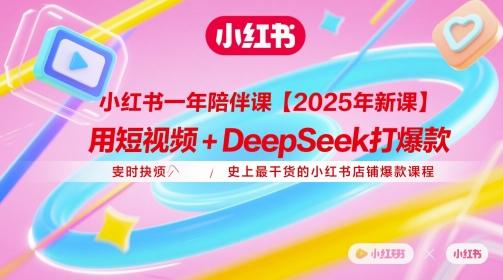 小红书一年陪伴课【2025年新课】，用短视频+deepSeek打爆款，史上最干货的小红书店铺爆款课程-仙女副业网